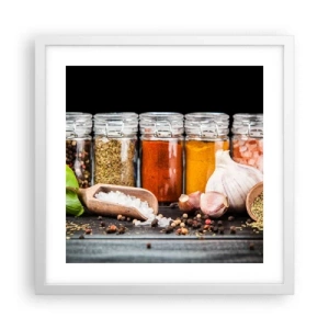 Poster in einem weißen Rahmen - Für einen Geschmack des Lebens - 40x40 cm