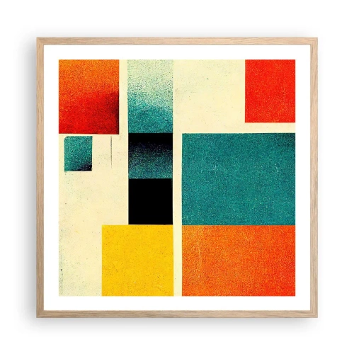 Poster in einem Rahmen aus heller Eiche - Geometrische Abstraktion – gute Energie - 60x60 cm