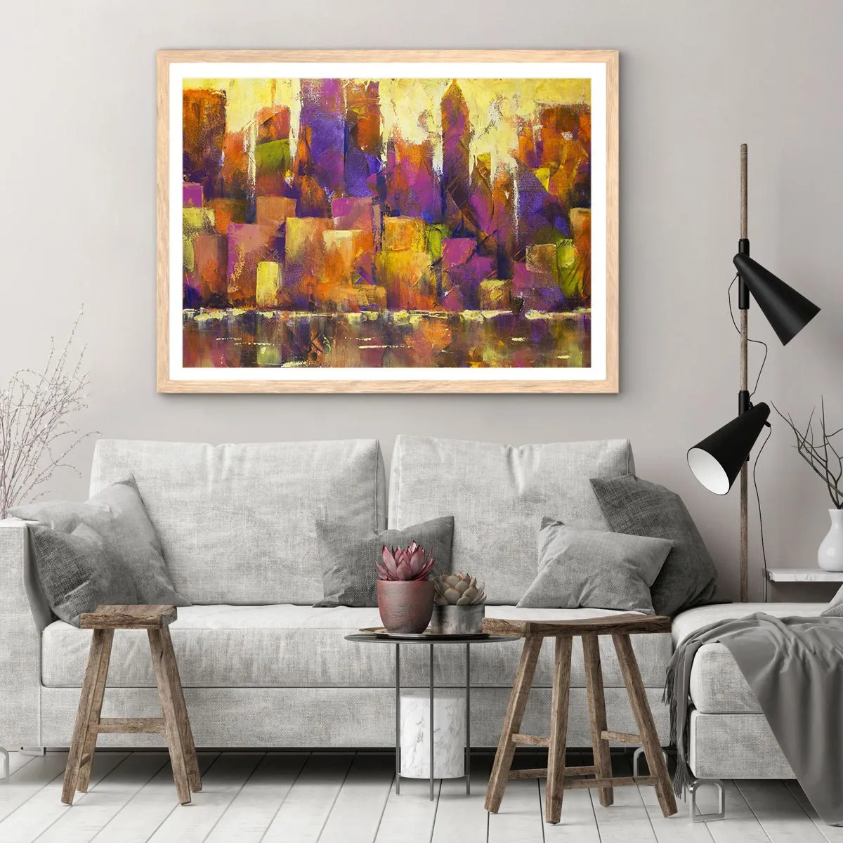 Poster in einem Rahmen aus heller Eiche - Metropolitische Komposition - 70x50 cm