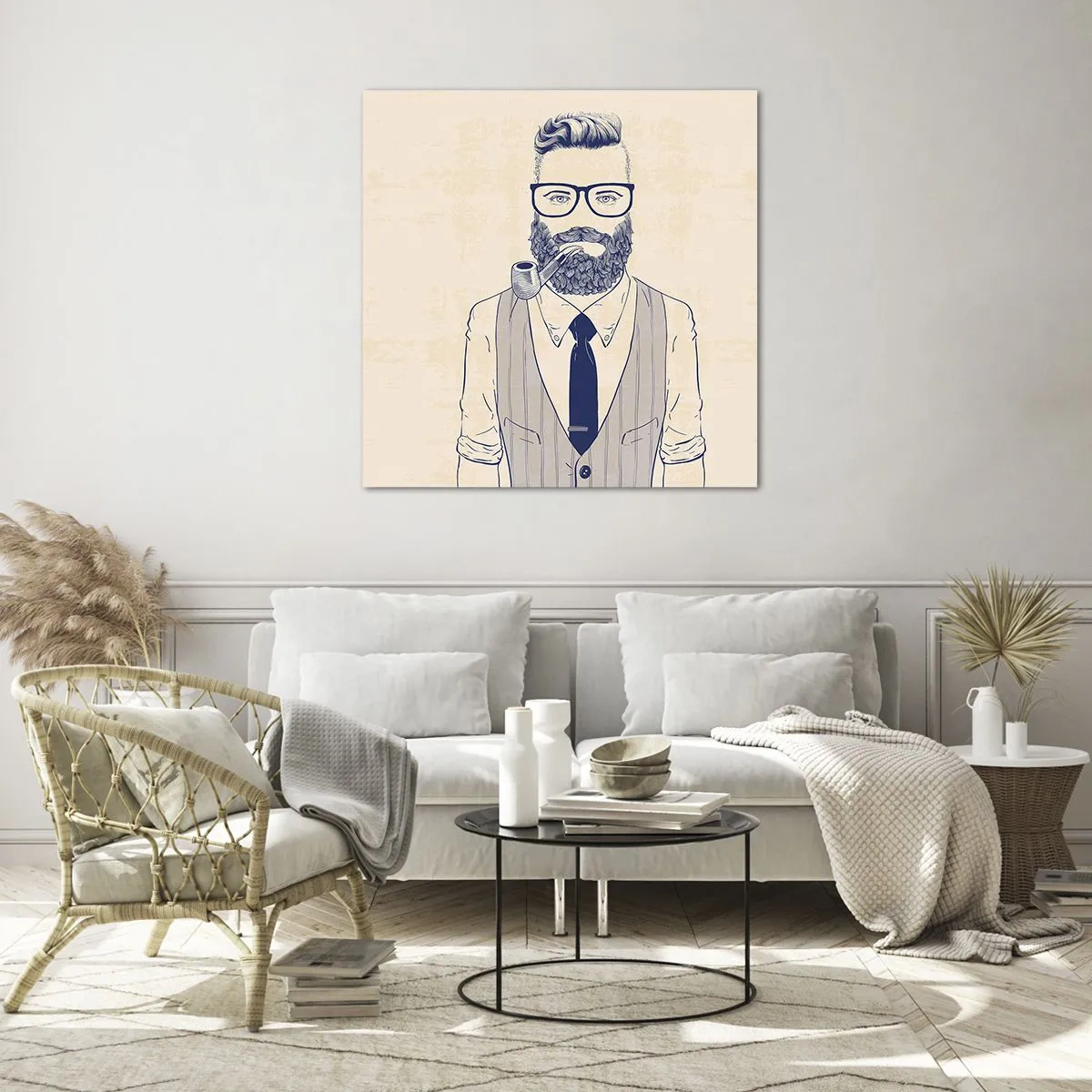 Glasbild - Bild auf glas - Fröhlich, maskulin und modisch - 60x60 cm