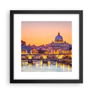 Poster in einem schwarzem Rahmen - Sonnenuntergang über der ewigen Stadt - 30x30 cm