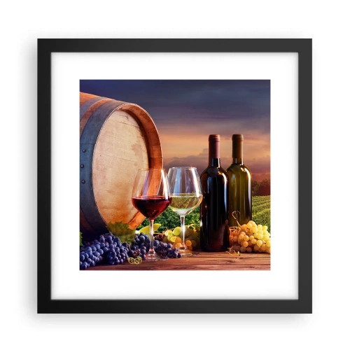 Poster in einem schwarzem Rahmen - Hier schmeckt das Leben - 30x30 cm