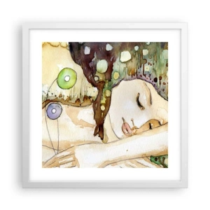 Poster in einem weißen Rahmen - Ein smaragd-violetter Traum - 40x40 cm