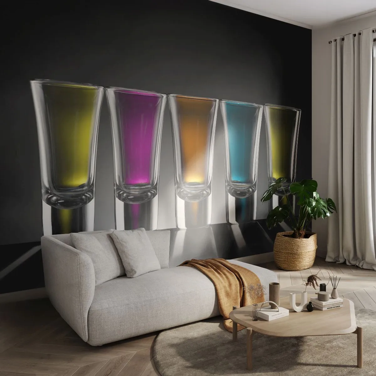 Fototapete Premium Canvas - Die Farben der Freude - Gastronomie, Getränke, Gläser - 250x175 cm