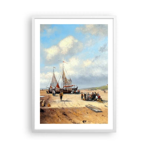 Poster in einem weißen Rahmen - Nach einem erfolgreichen Fischfang - 50x70 cm