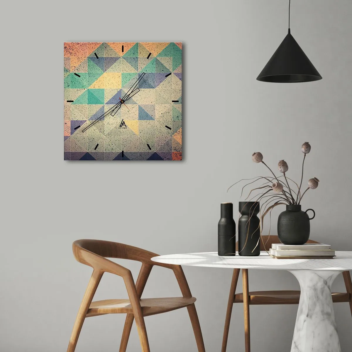 Wanduhr - Glasuhr - Republik der Dreiecke - 40x40 cm