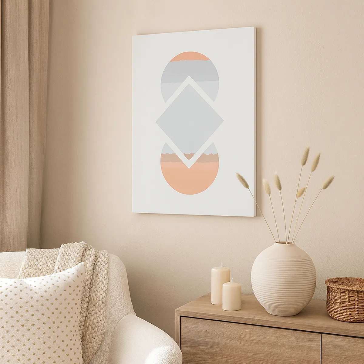 Bild auf Leinwand - Leinwandbild - Ein minimalistisches Gemälde mit geometrischen Formen - 50x70cm - Die Situation ist klar - Moderne Wanddekoration für Wohnzimmer und Schlafzimmer ARTTOR