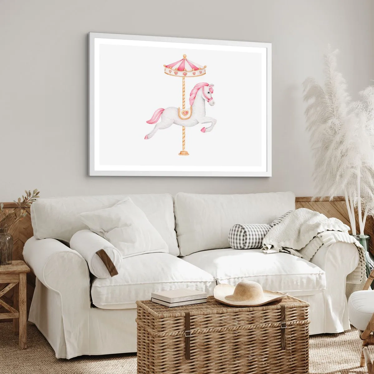 Poster in einem weißen Rahmen - Er legte los - 100x70 cm