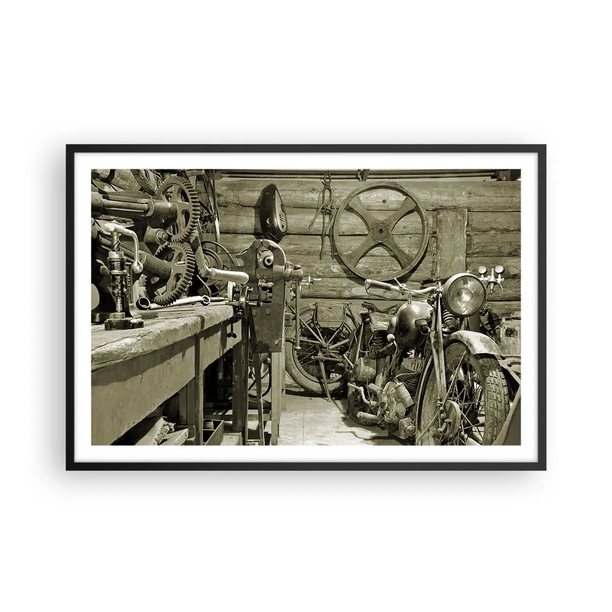 Poster in einem schwarzem Rahmen - Im Schuppen von Onkel Władek - 91x61 cm