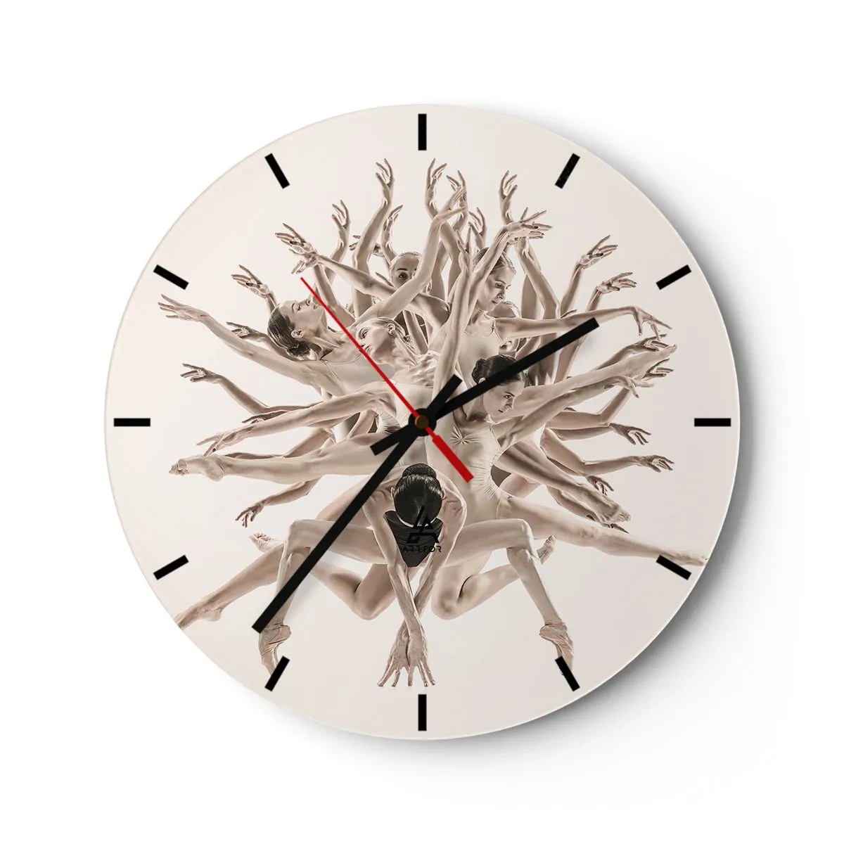 Wanduhr - Glasuhr - Eine Komposition aus tanzenden Silhouetten in einem dynamischen Arrangement - 30x30cm - Aufblühen im Tanz - Moderne Wanddekoration für Wohnzimmer, Küche und Schlafzimmer ARTTOR