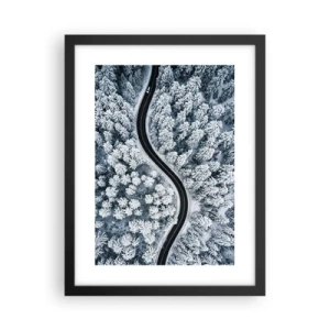 Poster in einem schwarzem Rahmen - Durch den Winterwald - 30x40 cm