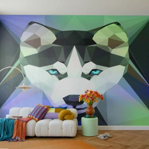 Fototapete Premium Canvas - Die Erinnerung an den Schnee des Nordens - Abstraktion, Tiere, Wolf - 300x210 cm
