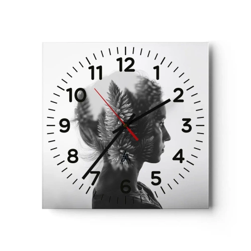 Wanduhr - Glasuhr - Dame des Kiefernwaldes - 30x30 cm