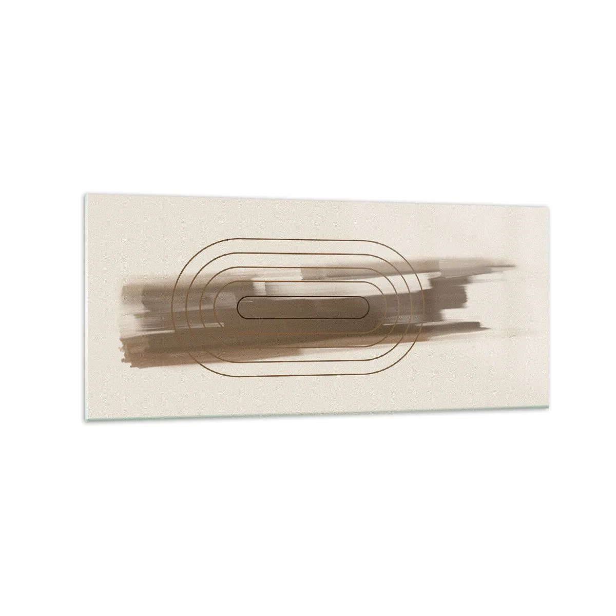 Glasbild - Bild auf glas - Eine minimalistische Komposition in Beige- und Grautönen mit geometrischem Muster - 120x50cm - Ein Hauch von Grau - Moderne Wanddekoration für Wohnzimmer und Schlafzimmer ARTTOR