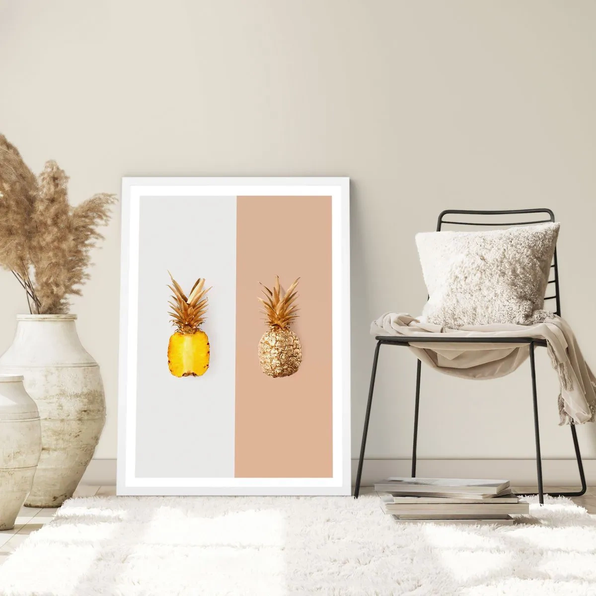 Poster in einem weißen Rahmen - Ananas für uns - 70x100 cm