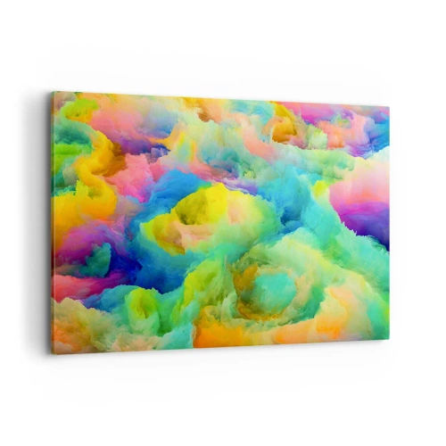 Bild auf Leinwand - Leinwandbild - Abstrakte Komposition in Regenbogenfarben - 100x70cm - Regenbogen unten - Moderne Wanddekoration für Wohnzimmer und Schlafzimmer ARTTOR