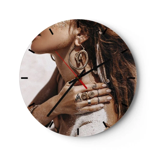 Wanduhr - Glasuhr - Königin des wilden Strandes - 40x40 cm