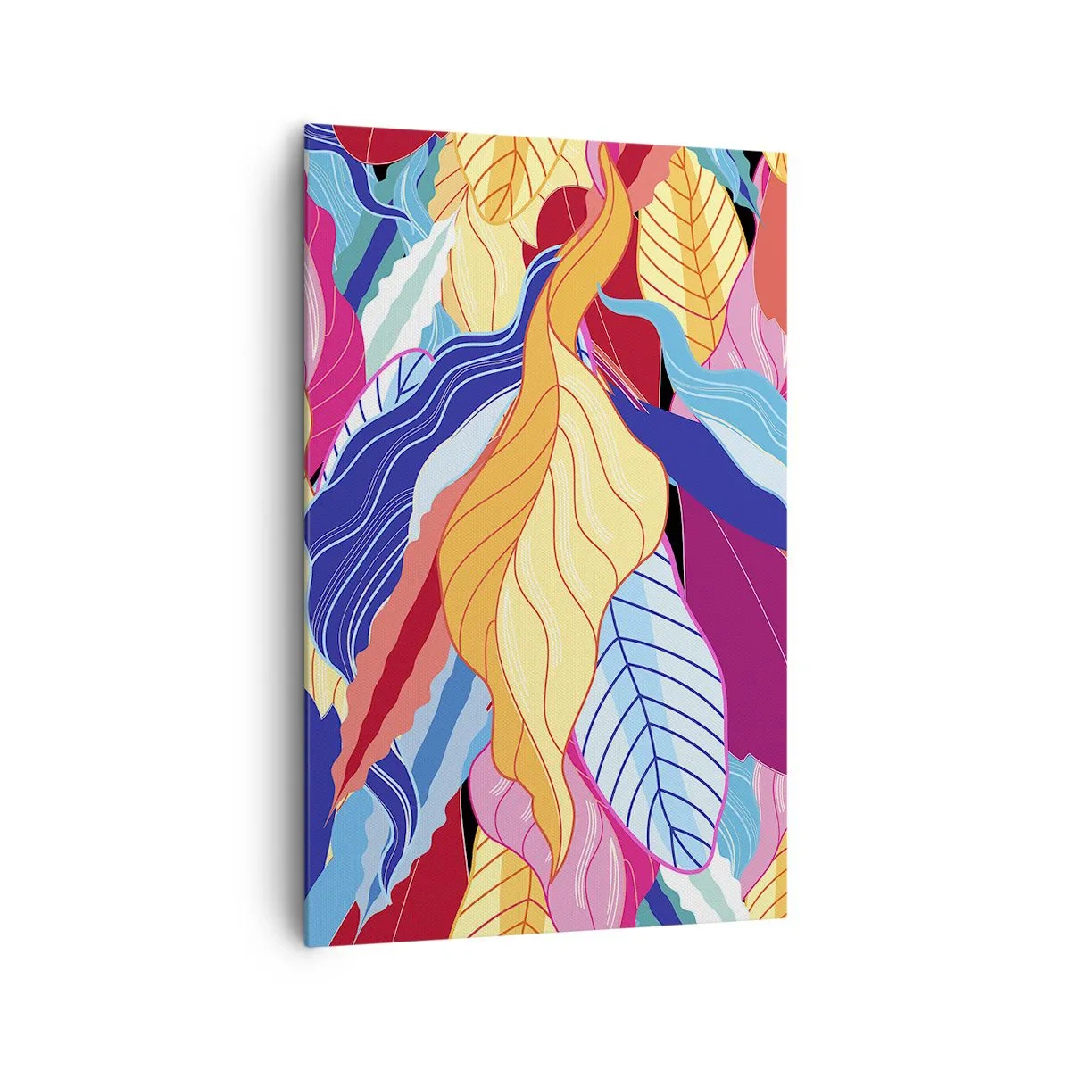 Bild auf Leinwand - Leinwandbild - Kräftig gefärbte Blätter schaffen eine dynamische Komposition - 80x120cm - Buntes Durcheinander - Moderne Wanddekoration für Wohnzimmer und Schlafzimmer ARTTOR