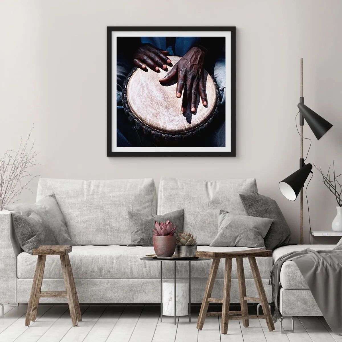 Poster in einem schwarzem Rahmen - Lebe in deinem eigenen Rhythmus - 30x30 cm