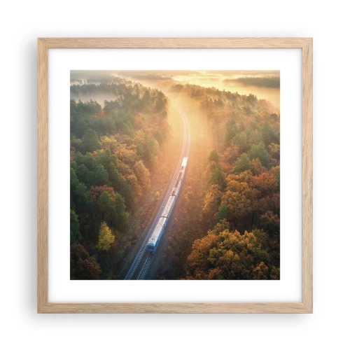 Poster in einem Rahmen aus heller Eiche - Herbstreise - 40x40 cm