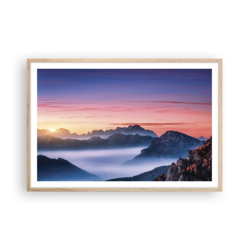 Poster in einem Rahmen aus heller Eiche - Über die Täler - 91x61 cm