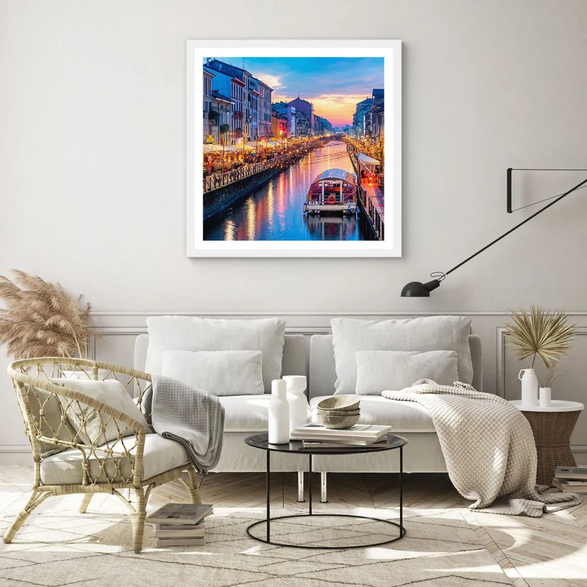 Poster in einem weißen Rahmen - Ein Abend voller Licht und Spaß - 30x30 cm