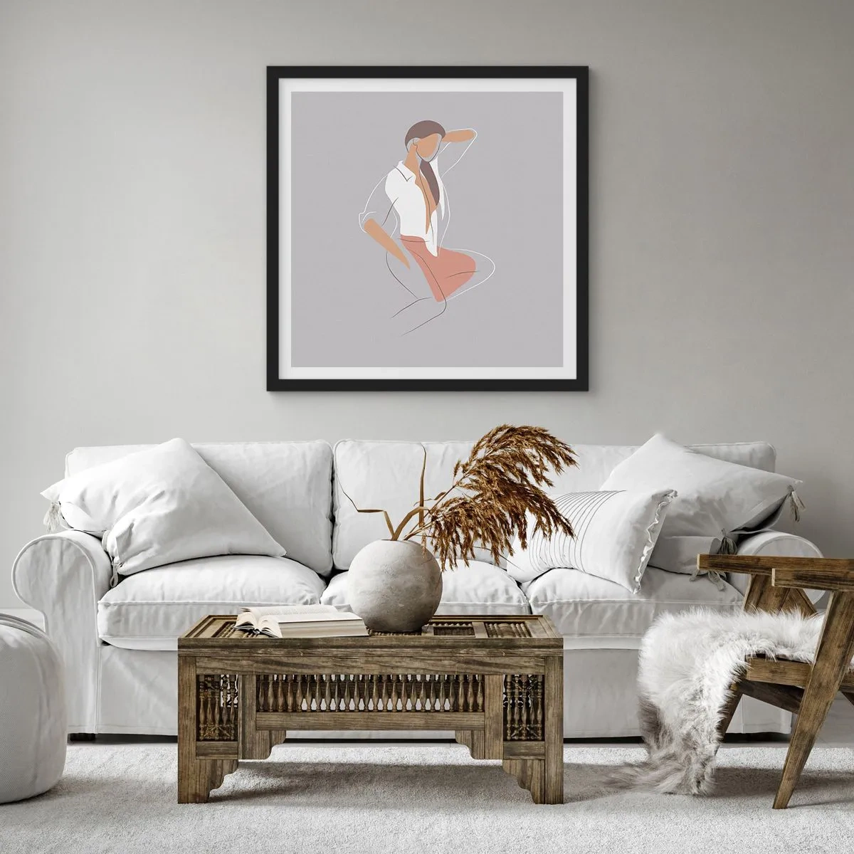 Poster in einem schwarzem Rahmen - Umriss der Anmut - 40x40 cm