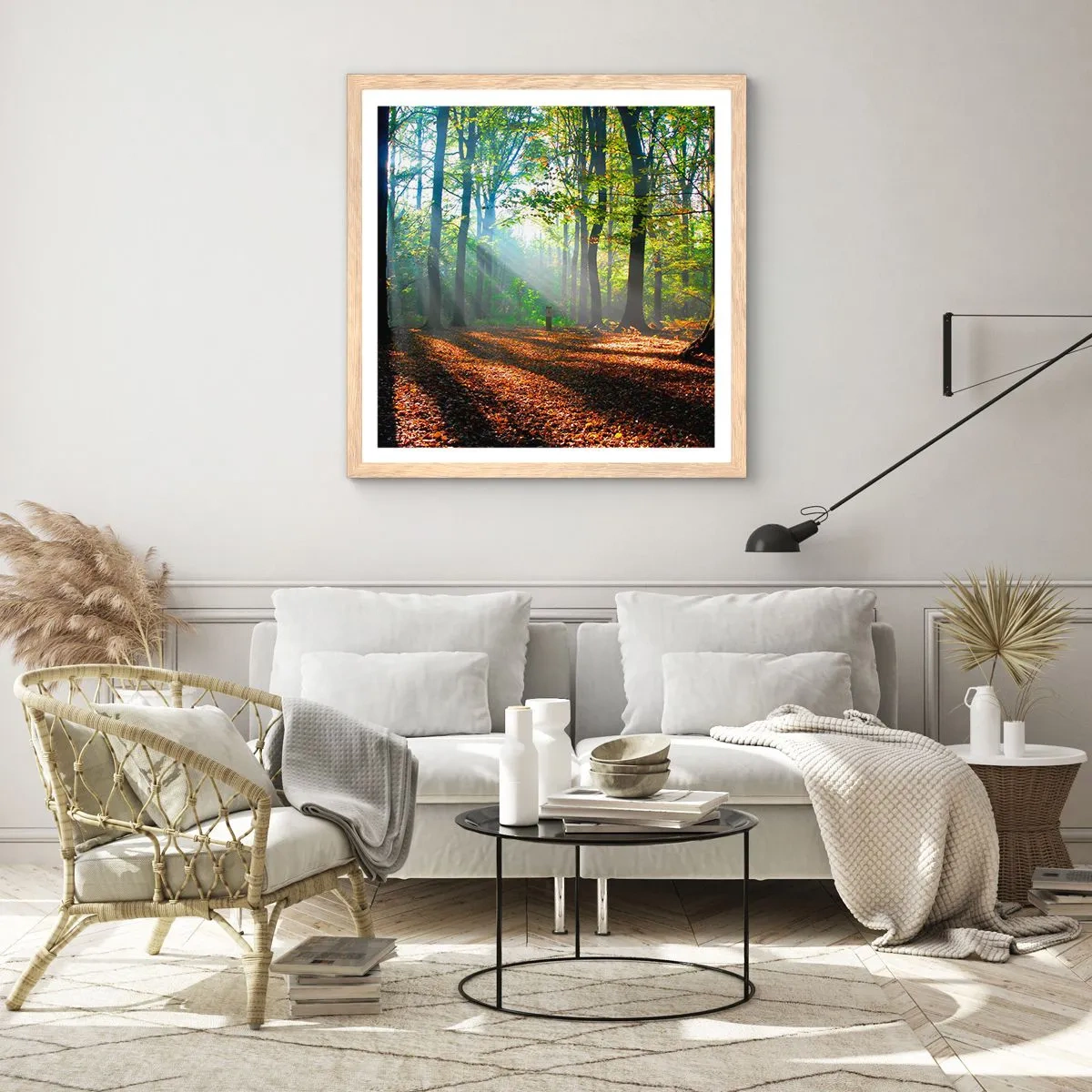 Poster in einem Rahmen aus heller Eiche - Licht und Schatten - 30x30 cm