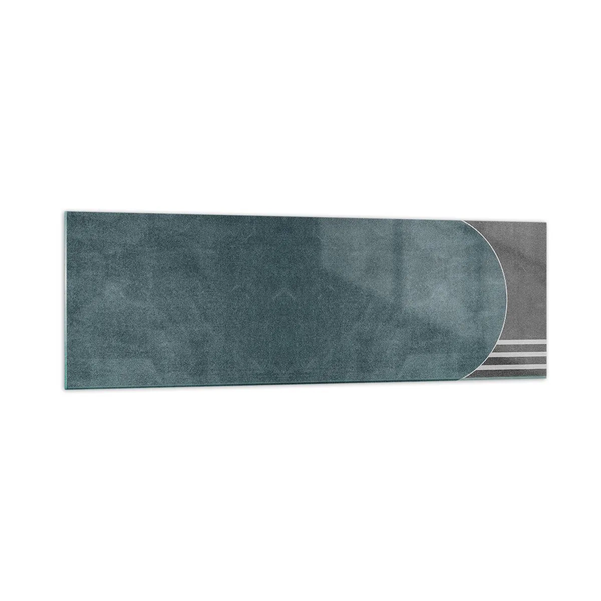 Glasbild - Bild auf glas - Geometrische Abstraktion in Grau- und Grüntönen - 160x50cm - Komposition auf der Ebene - Moderne Wanddekoration für Wohnzimmer und Schlafzimmer ARTTOR