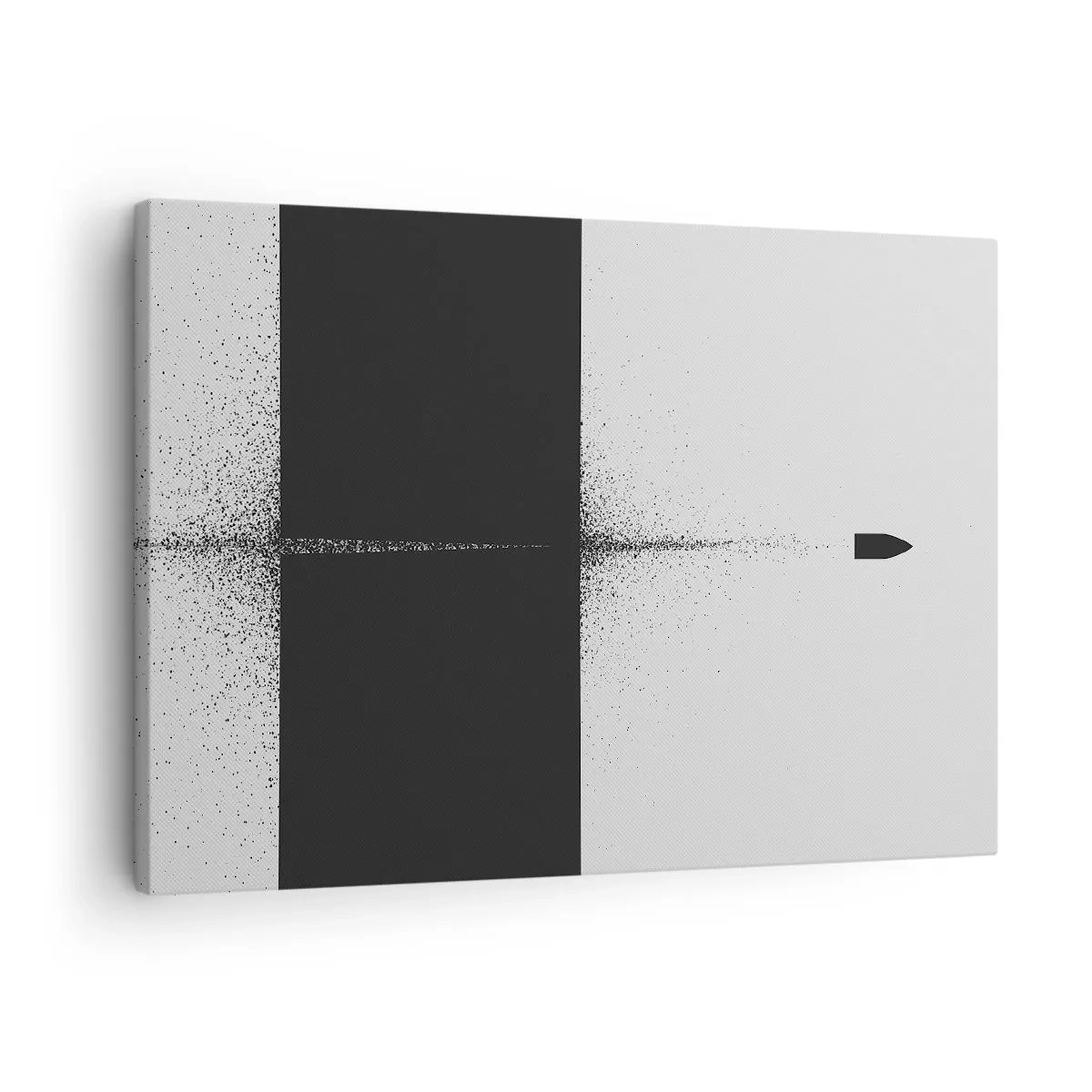 Bild auf Leinwand - Leinwandbild - Ein symbolisches Projektil im minimalistischen, abstrakten Stil. - 70x50cm - Direkt zum Ziel - Moderne Wanddekoration für Wohnzimmer und Schlafzimmer ARTTOR