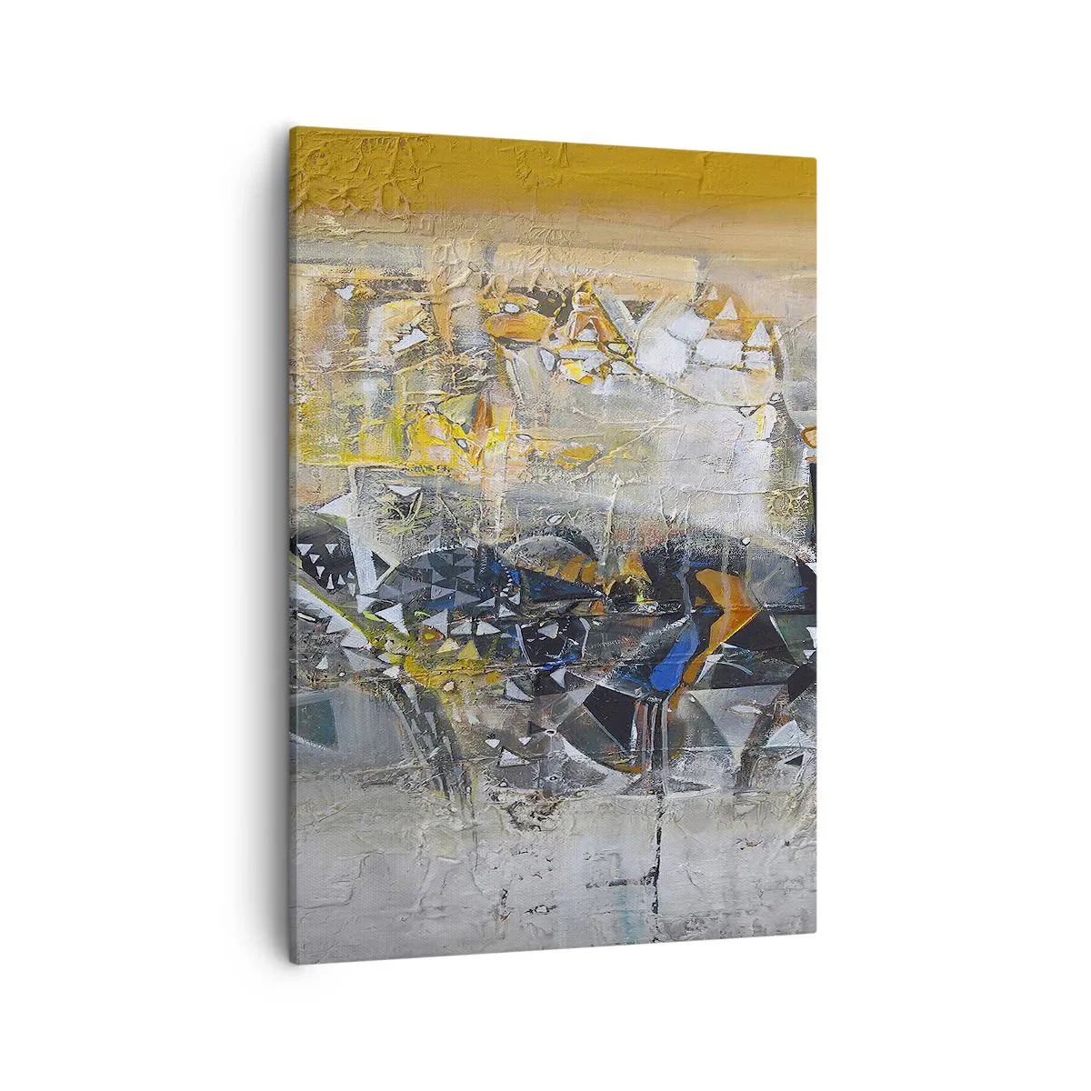 Bild auf Leinwand - Leinwandbild - Abstraktion mit dominanten Gelb- und Grautönen - 50x70cm - Alles wird gut - Moderne Wanddekoration für Wohnzimmer und Schlafzimmer ARTTOR