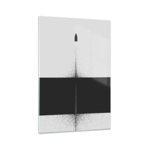 Glasbild - Bild auf glas - Ein symbolisches Projektil im minimalistischen, abstrakten Stil. - 70x100cm - Direkt zum Ziel - Moderne Wanddekoration für Wohnzimmer und Schlafzimmer ARTTOR