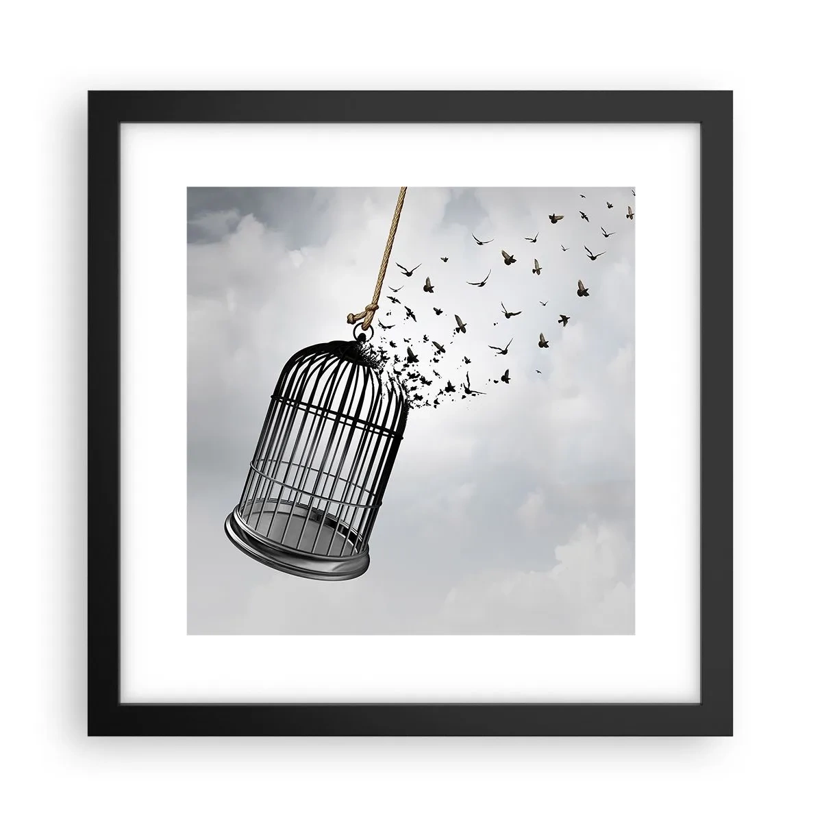 Poster in einem schwarzem Rahmen - Glaube ... Hoffnung ... Freiheit! - 30x30 cm