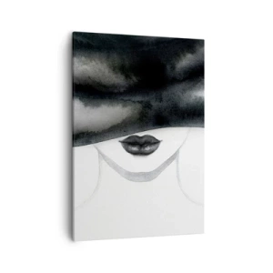 Bild auf Leinwand - Leinwandbild - Ein subtiles Porträt einer Frau, deren Gesicht in einem monochromen Stil bedeckt ist. - 50x70cm - Ein sinnliches Geheimnis - Moderne Wanddekoration für Wohnzimmer und Schlafzimmer ARTTOR