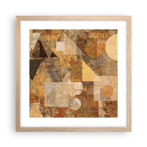 Poster in einem Rahmen aus heller Eiche - Eine kubistische Studie aus Bronze - 40x40 cm