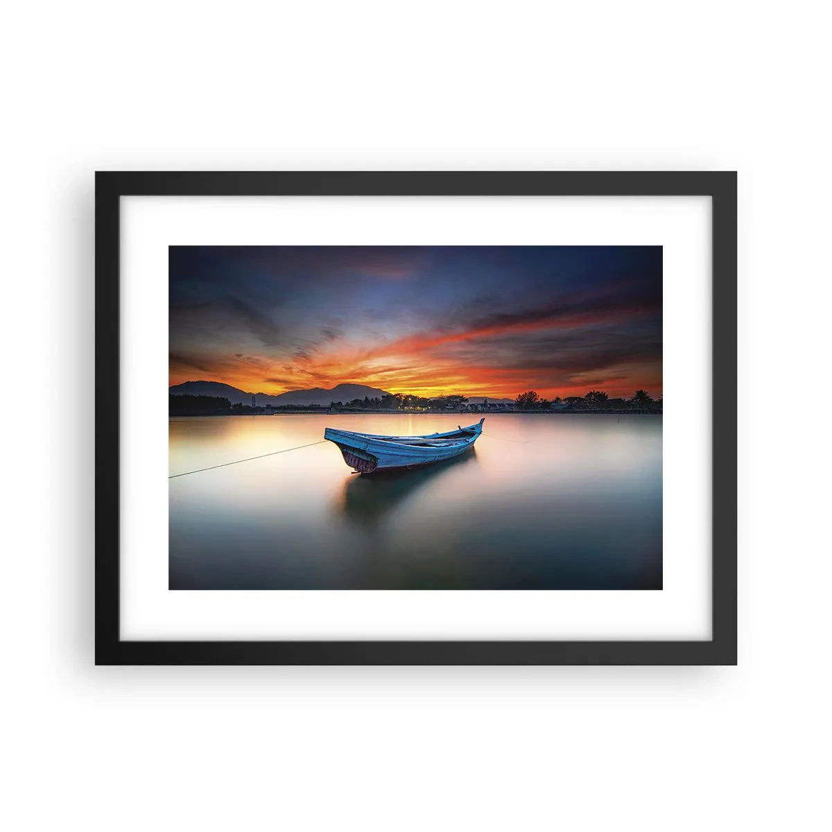 Poster in einem schwarzem Rahmen - Eine gute Nacht kommt - 40x30 cm