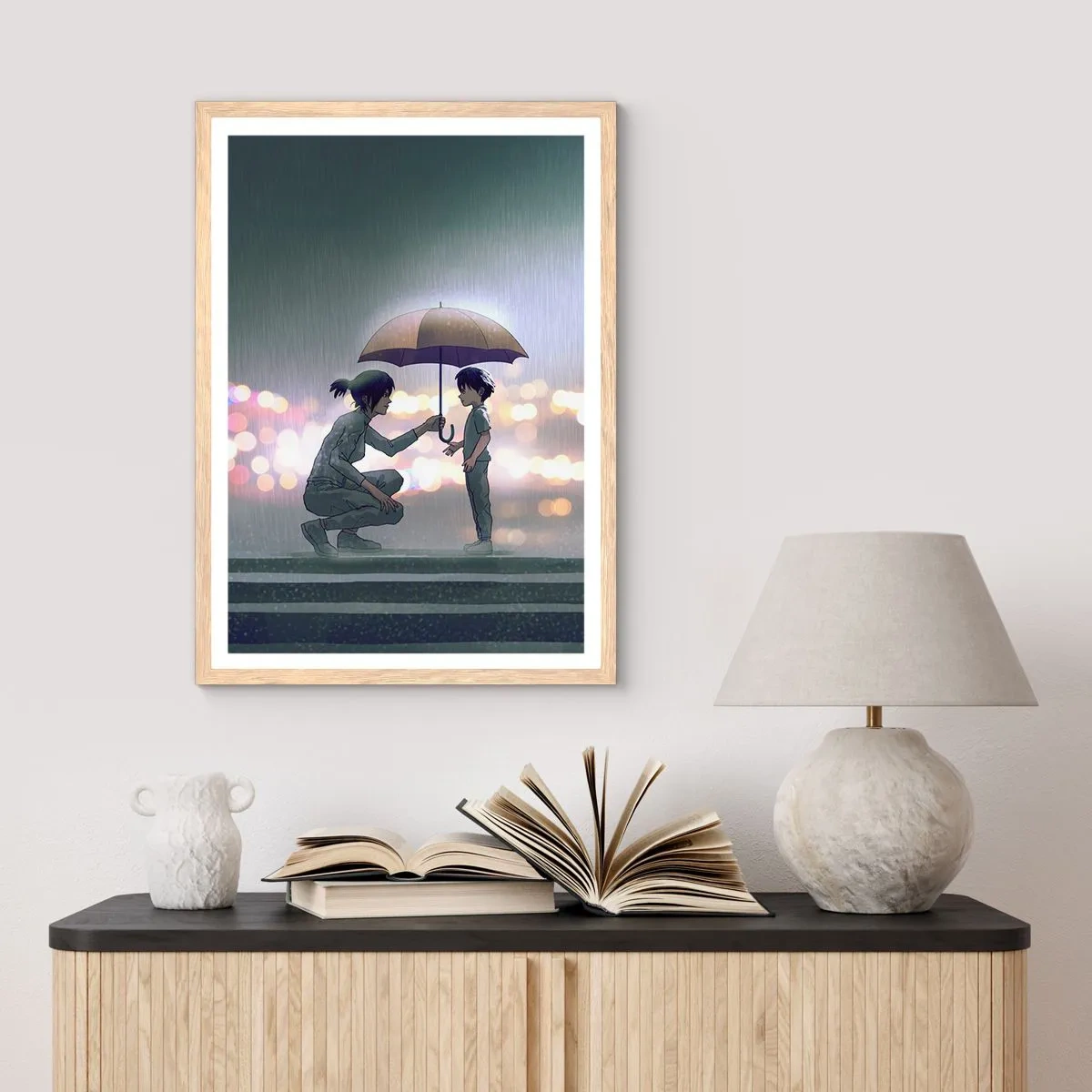 Poster in einem Rahmen aus heller Eiche - Und jetzt ist alles in Ordnung - 70x100 cm