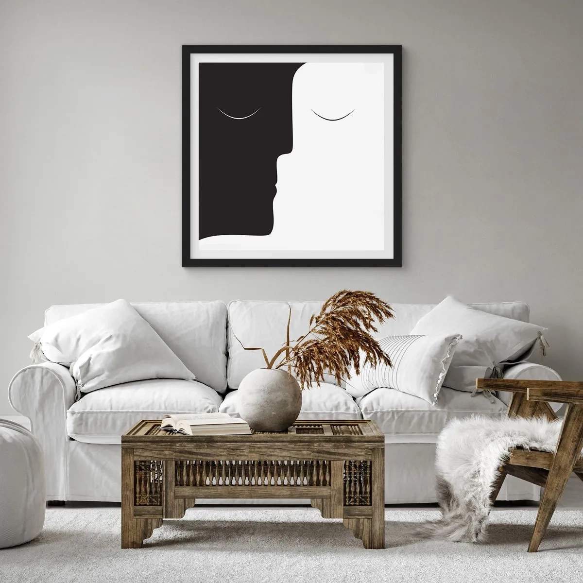 Poster in einem schwarzem Rahmen - Einheit der Gegensätze - 60x60 cm