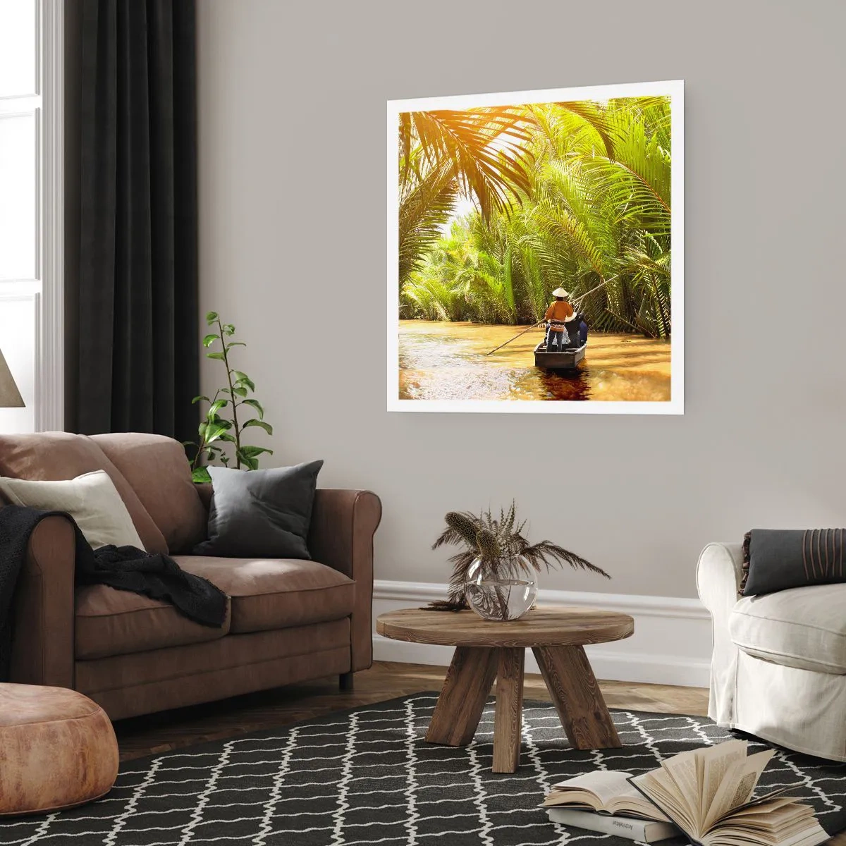 Poster - Eine Palmenschlucht entlang - 40x40 cm
