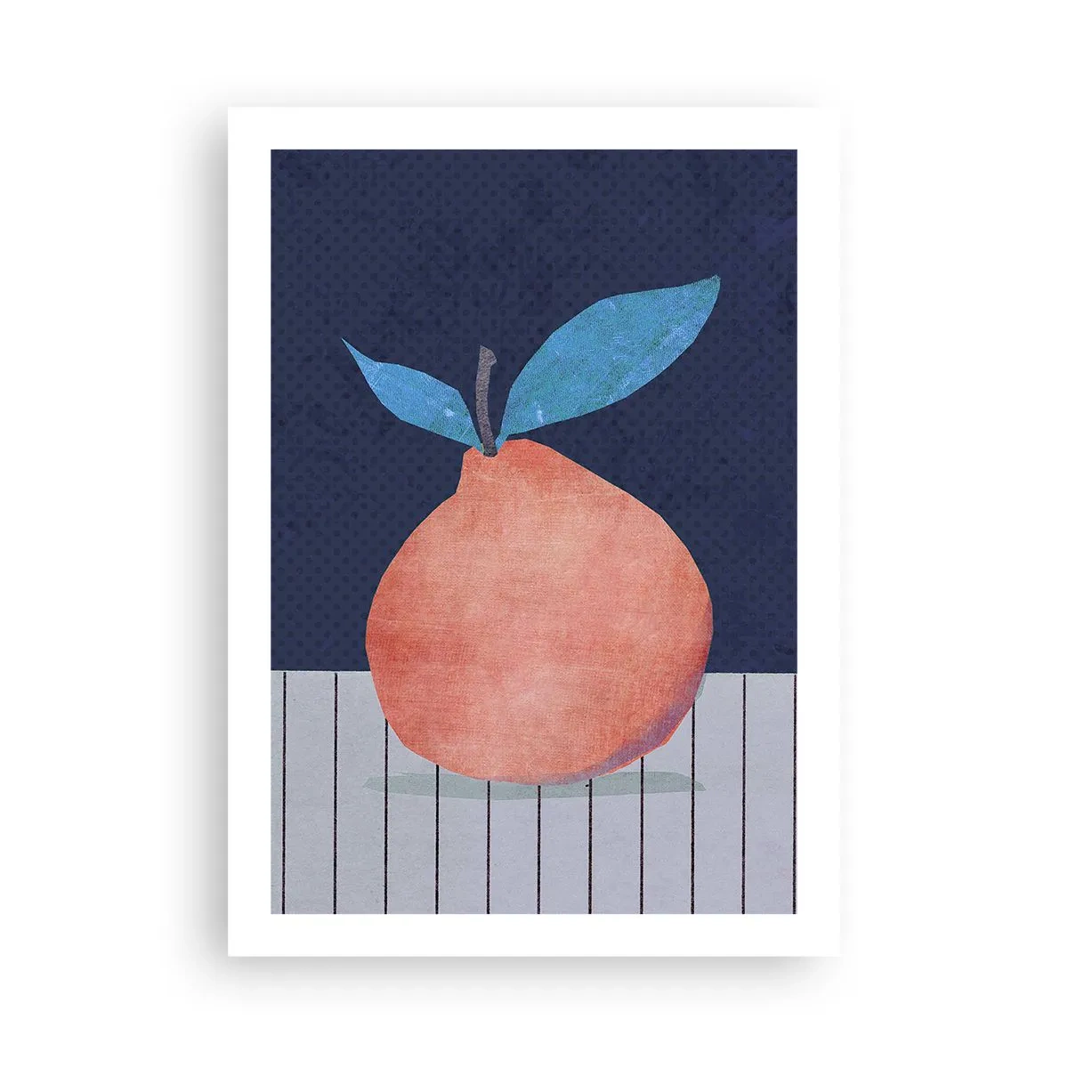 Poster - Eine minimalistische Illustration einer Orange auf marineblauem Hintergrund - 50x70cm - Konvexität und Ebene - Moderne Wanddekoration für Wohnzimmer und Schlafzimmer ARTTOR
