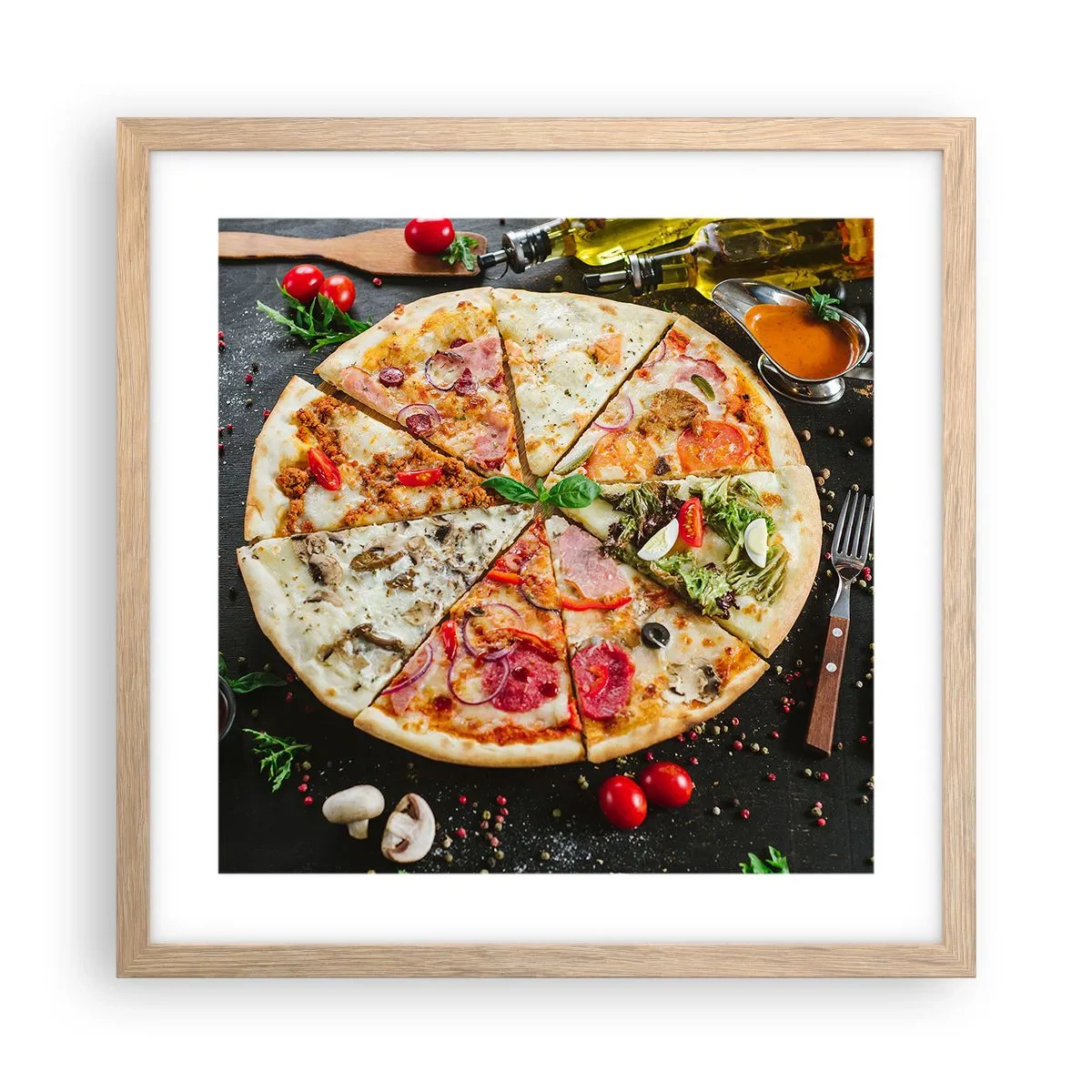 Poster in einem Rahmen aus heller Eiche - Eine Reihe von Geschmacksrichtungen - 40x40 cm