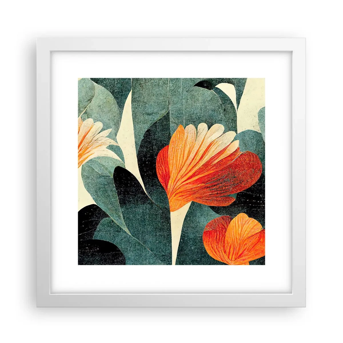 Poster in einem weißen Rahmen - Hitze der Tropen und Kühle des Grüns - 30x30 cm