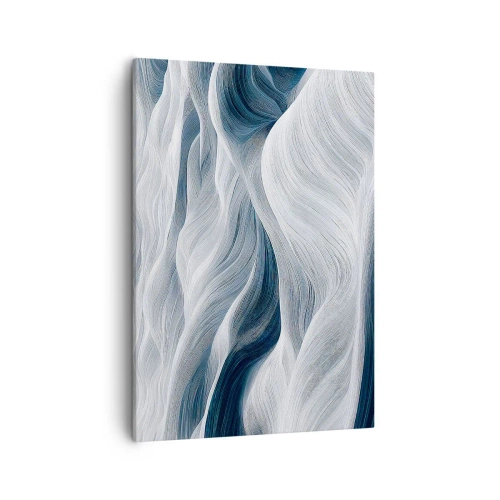 Bild auf Leinwand - Leinwandbild - Wellenlinien in Blau- und Weißtönen - 50x70cm - Weiße und blaue Wellen - Moderne Wanddekoration für Wohnzimmer und Schlafzimmer ARTTOR