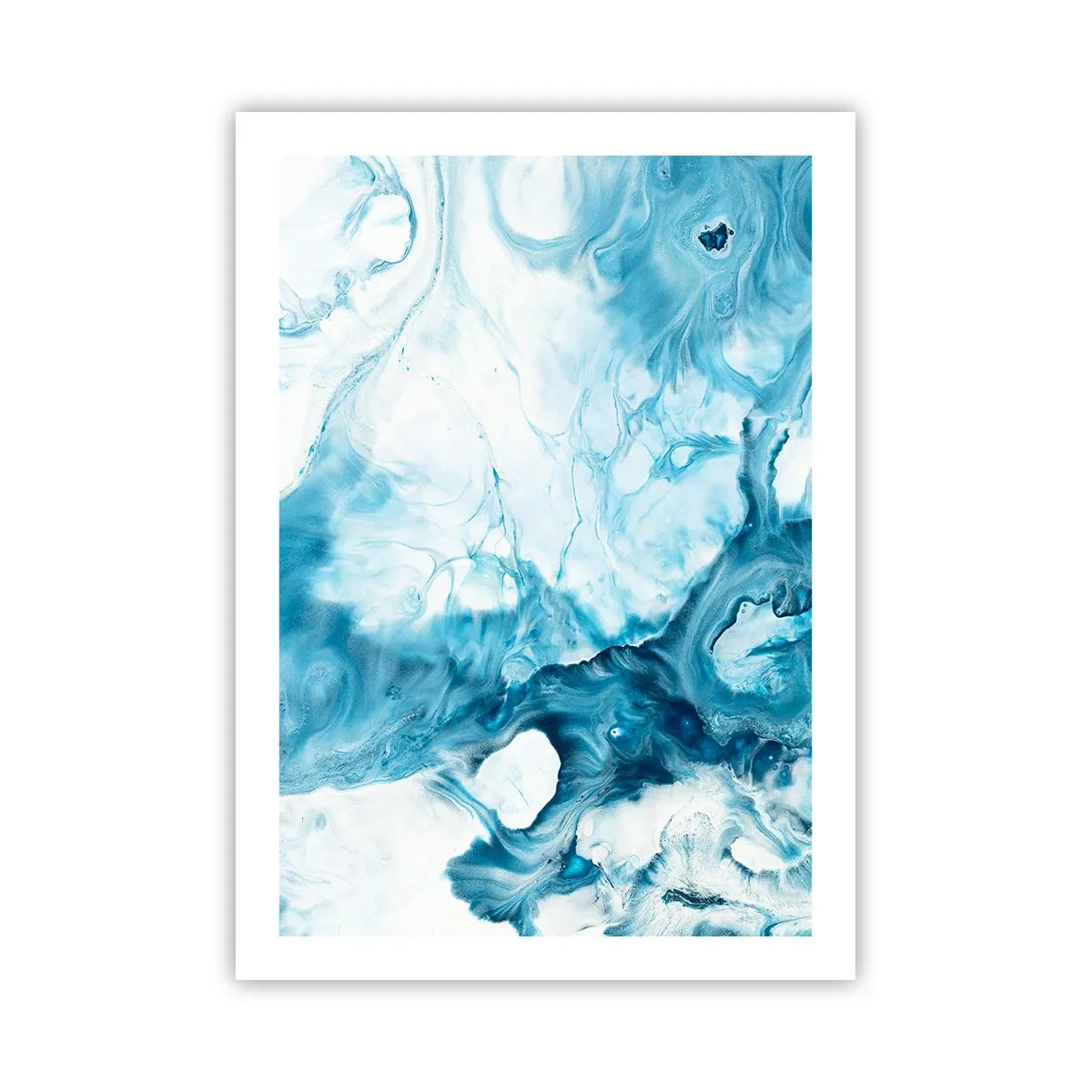 Poster - Abstrakte Komposition in Blau- und Weißtönen - 50x70cm - Blaues Konzert - Moderne Wanddekoration für Wohnzimmer und Schlafzimmer ARTTOR