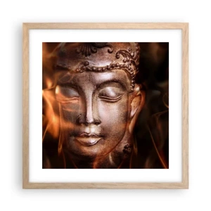 Poster in einem Rahmen aus heller Eiche - Es existiert nur hier und jetzt - 40x40 cm