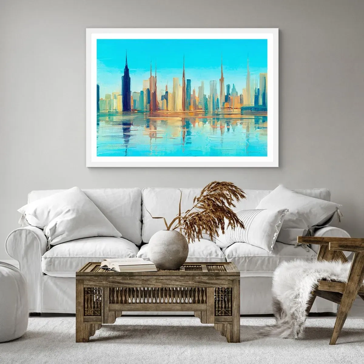 Poster in einem weißen Rahmen - Sonnige Metropole - 91x61 cm