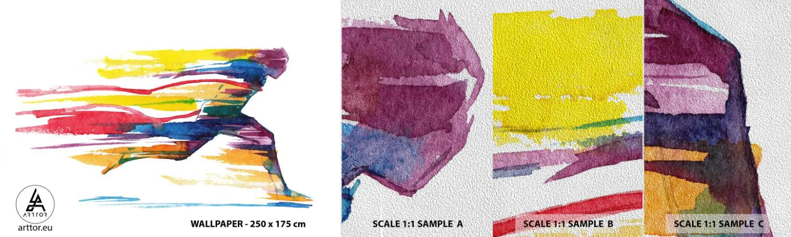 Fototapeten Muster Premium Sand - Über den Regenbogen laufen - Abstraktion, Sport, Läufer - 100x30 cm