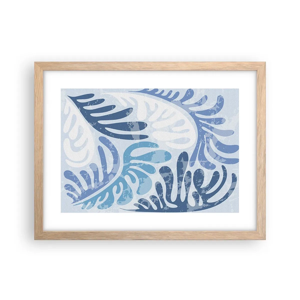 Poster in einem Rahmen aus heller Eiche - Blaue Farne - 40x30 cm