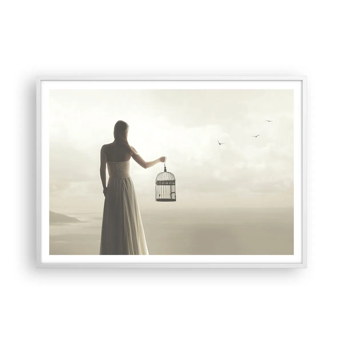 Poster in einem weißen Rahmen - Sei frei - 100x70 cm