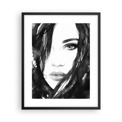 Poster in einem schwarzem Rahmen - Porträt einer Dame in Schwarzweiß - 40x50 cm